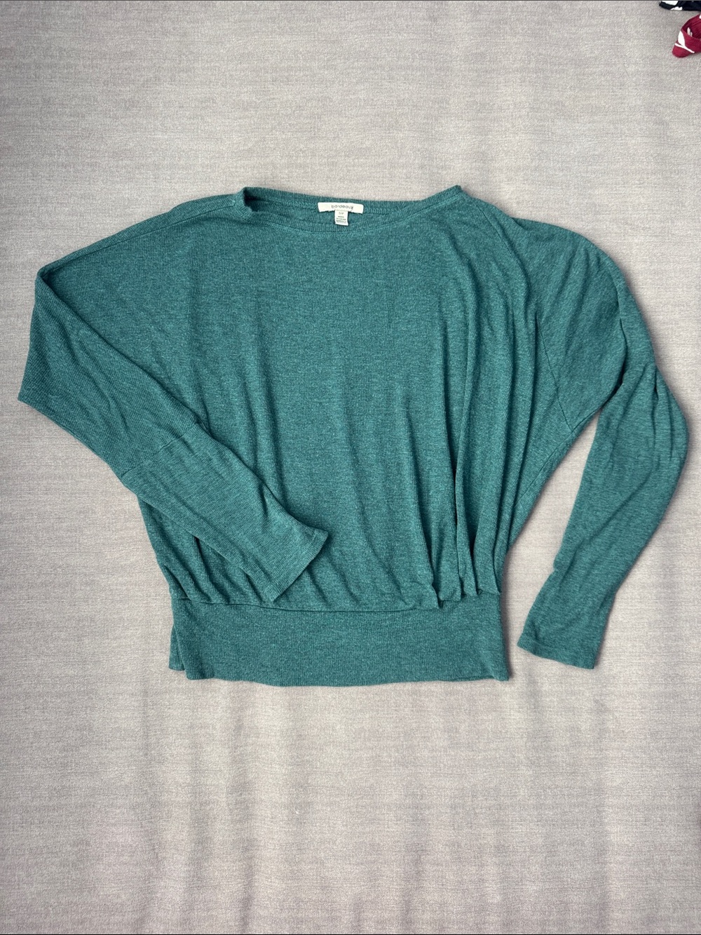 Bordeaux Teal Batwing Long-Sleeve Pullover